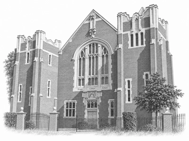Architectural illustration of King’s College School, Wimbledon