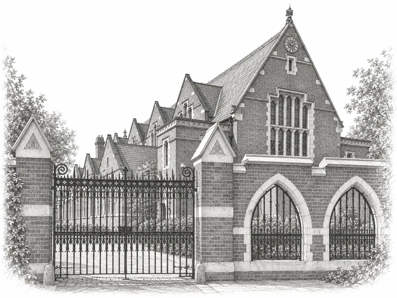 Architectural illustration of Latymer Upper School