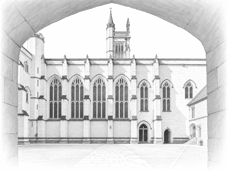 Architectural illustration of Winchester College